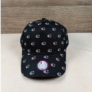 Champion Unisex Hat NWT Black All Over C Logo Strapback Baseball Cap OSFM